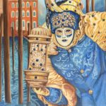 Omaggio all`amata Venezia. La mascherina blu, 100x80cm, 2020, Öl auf Leinwand Tatjana Meier