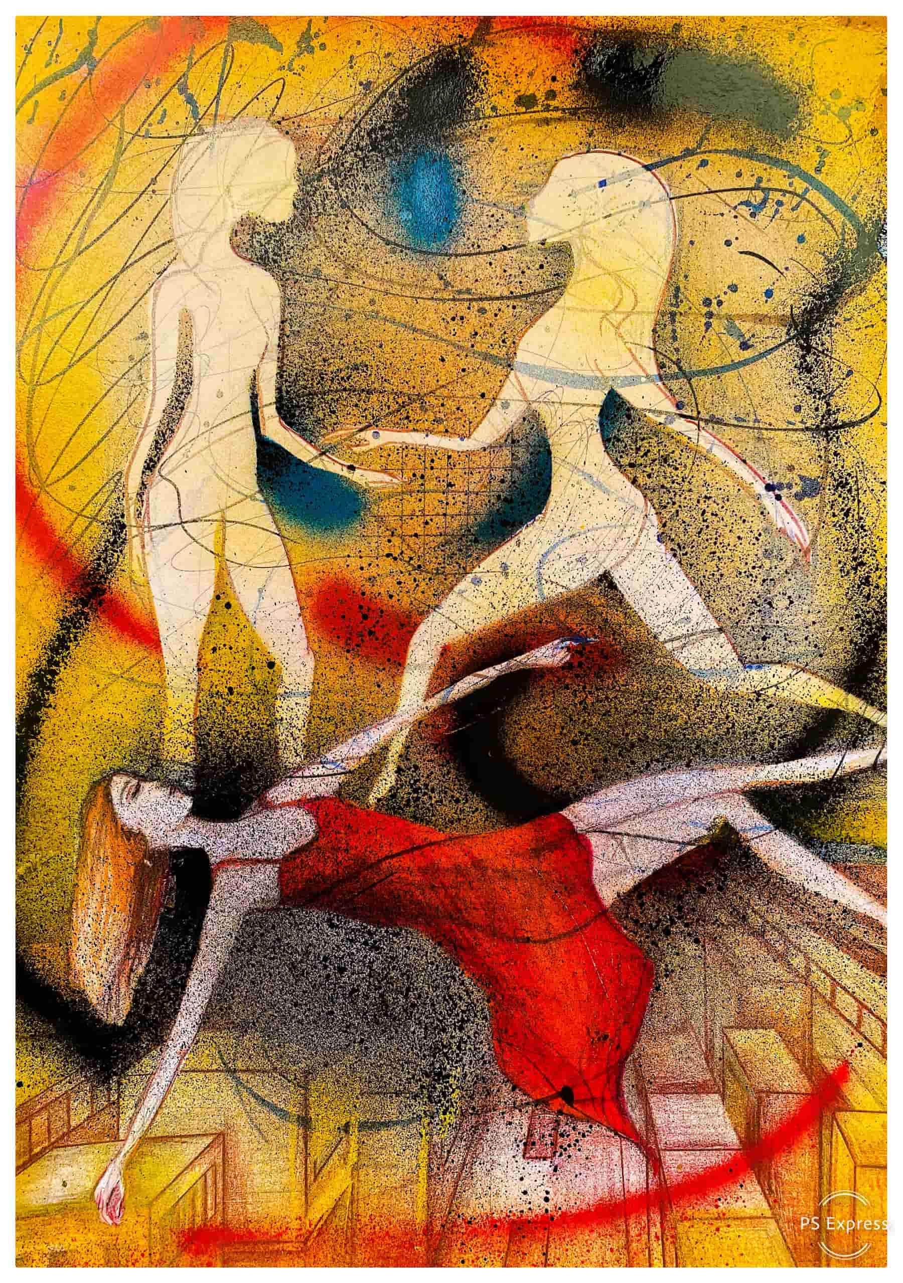 Thank you for, A3, Buntstift und Graffiti auf Papier by Katja Hofmann