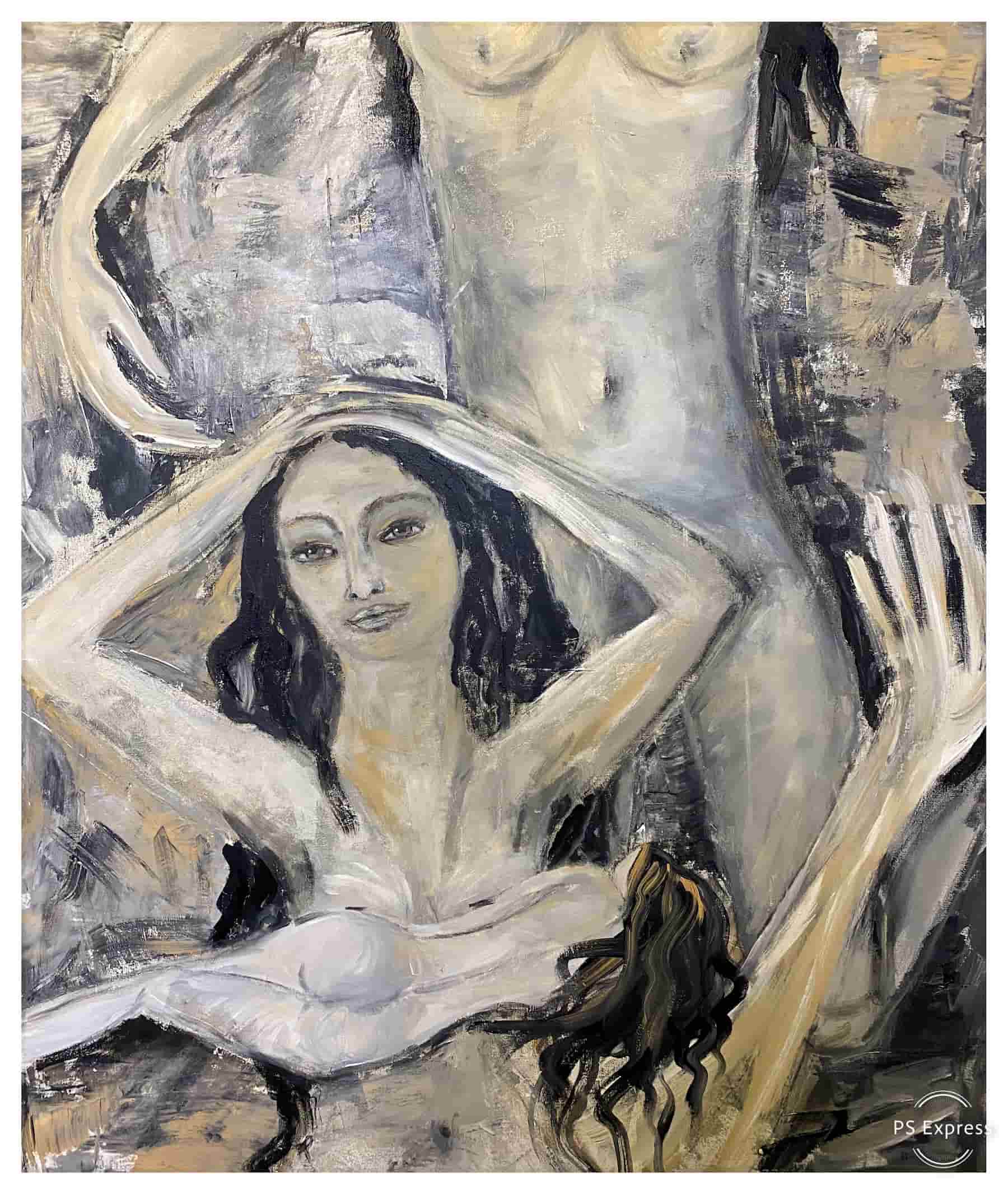Bild Traum (Acryl und Kohle auf Leinwand, 1,01,10m) by Katja Hofmann