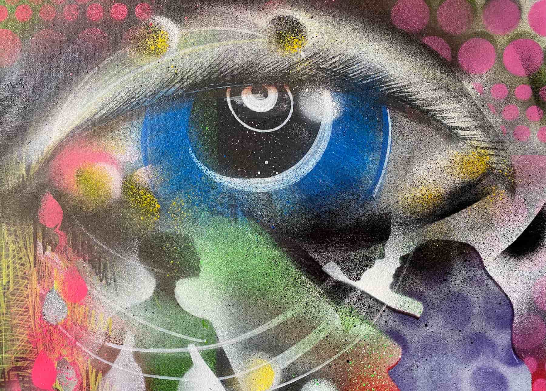 See You, A3, Graffiti auf Leinwand by Katja Hofmann