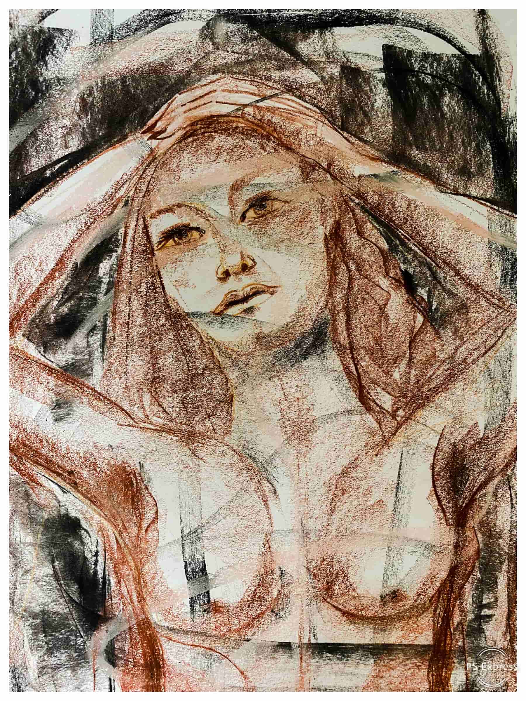 4. Bild Weiblicher Akt (Kohle, Kreide auf Papier, A3) by Katja Hofmann