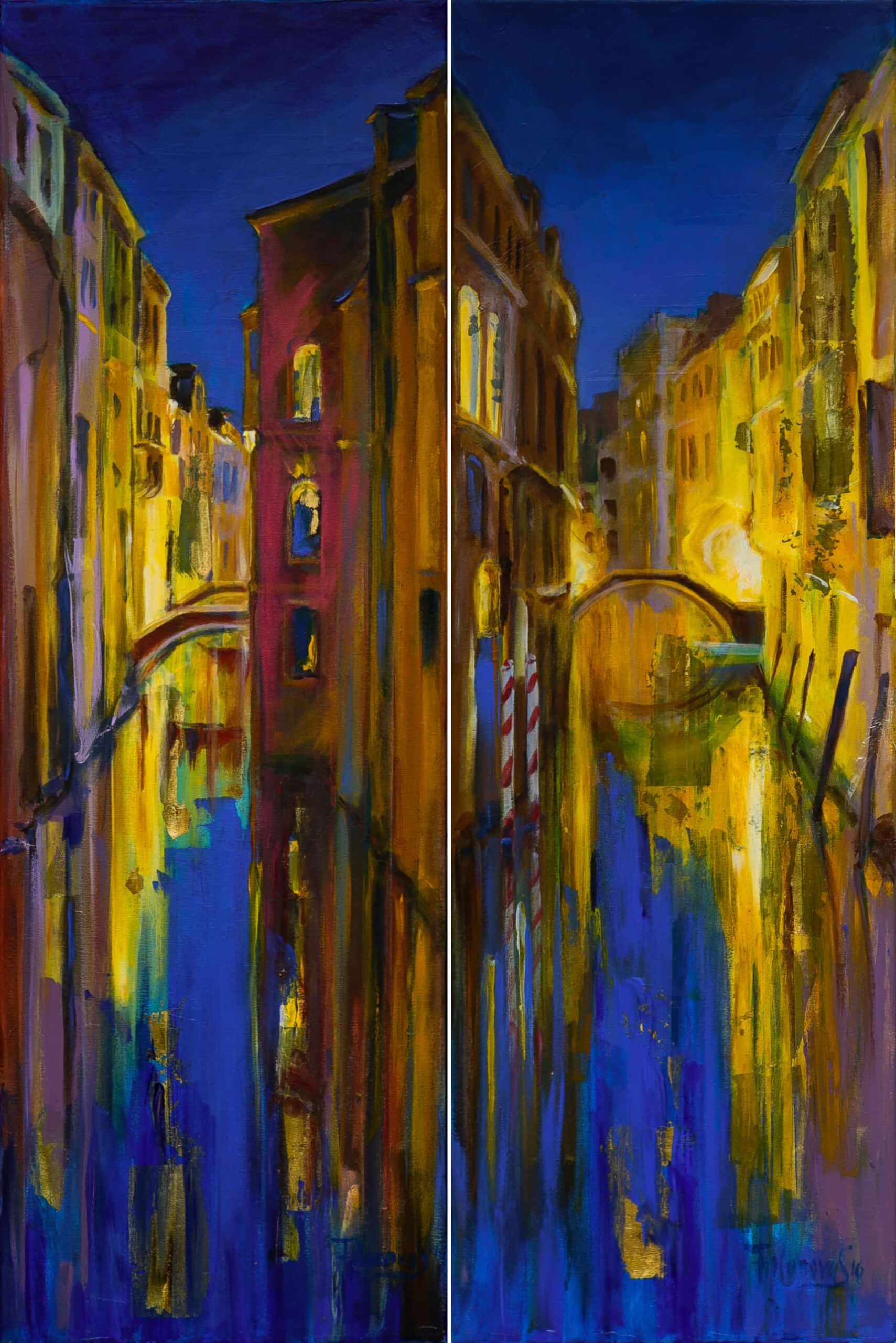 Canals of Venice Night_Diptich_Acrylic_Leinwand_120_80cm_2016 Svetlana Catif-Filonova