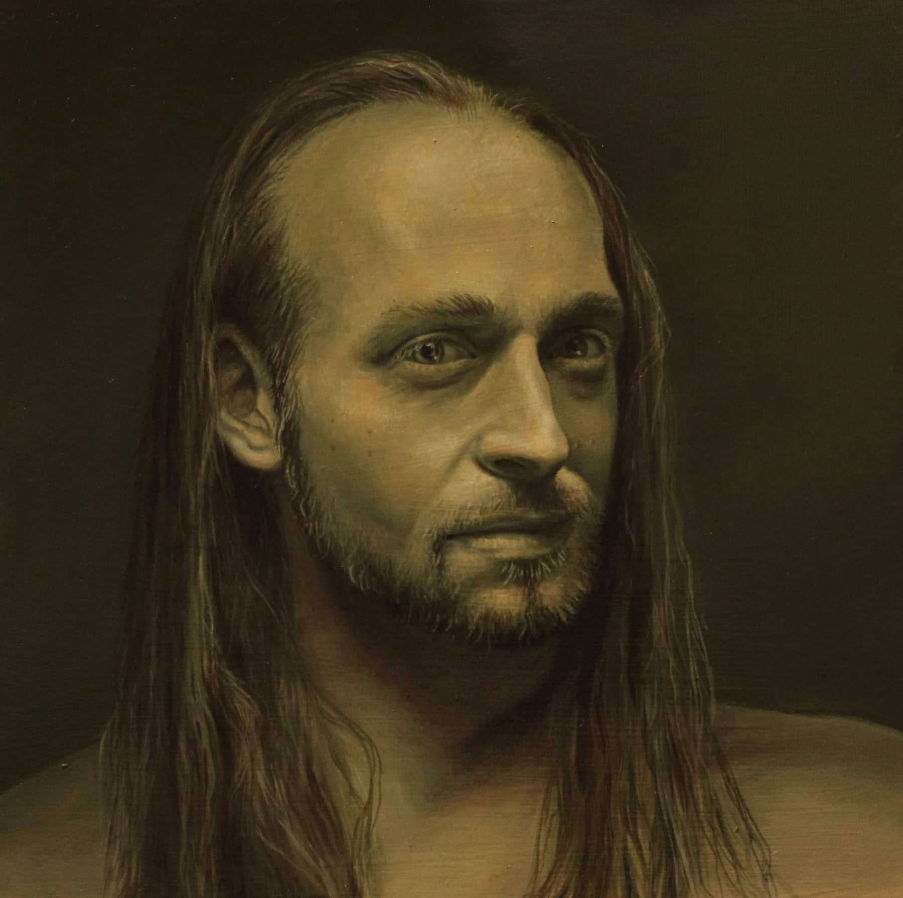 Portrait Studie „J“ – aus der Epiphanie Serie Jahr: 2020 Technik: Öl auf Hartfaserplatte Größe: 30 cm x 30 cm Lisa Schubert