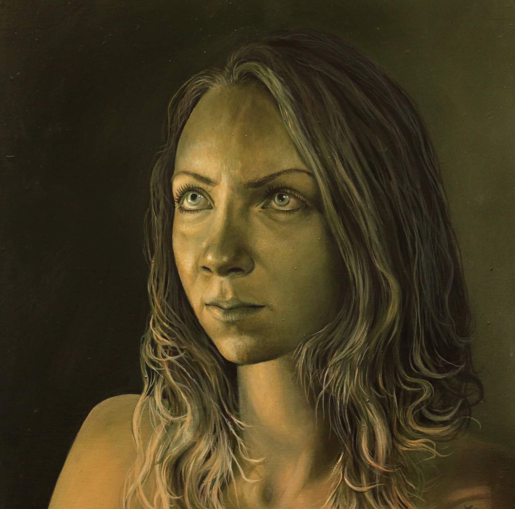 Portrait Studie „L“ – aus der Epiphanie Serie Jahr: 2020 Technik: Öl auf Hartfaserplatte Größe: 30 cm x 30 cm by Lisa Schubert Art