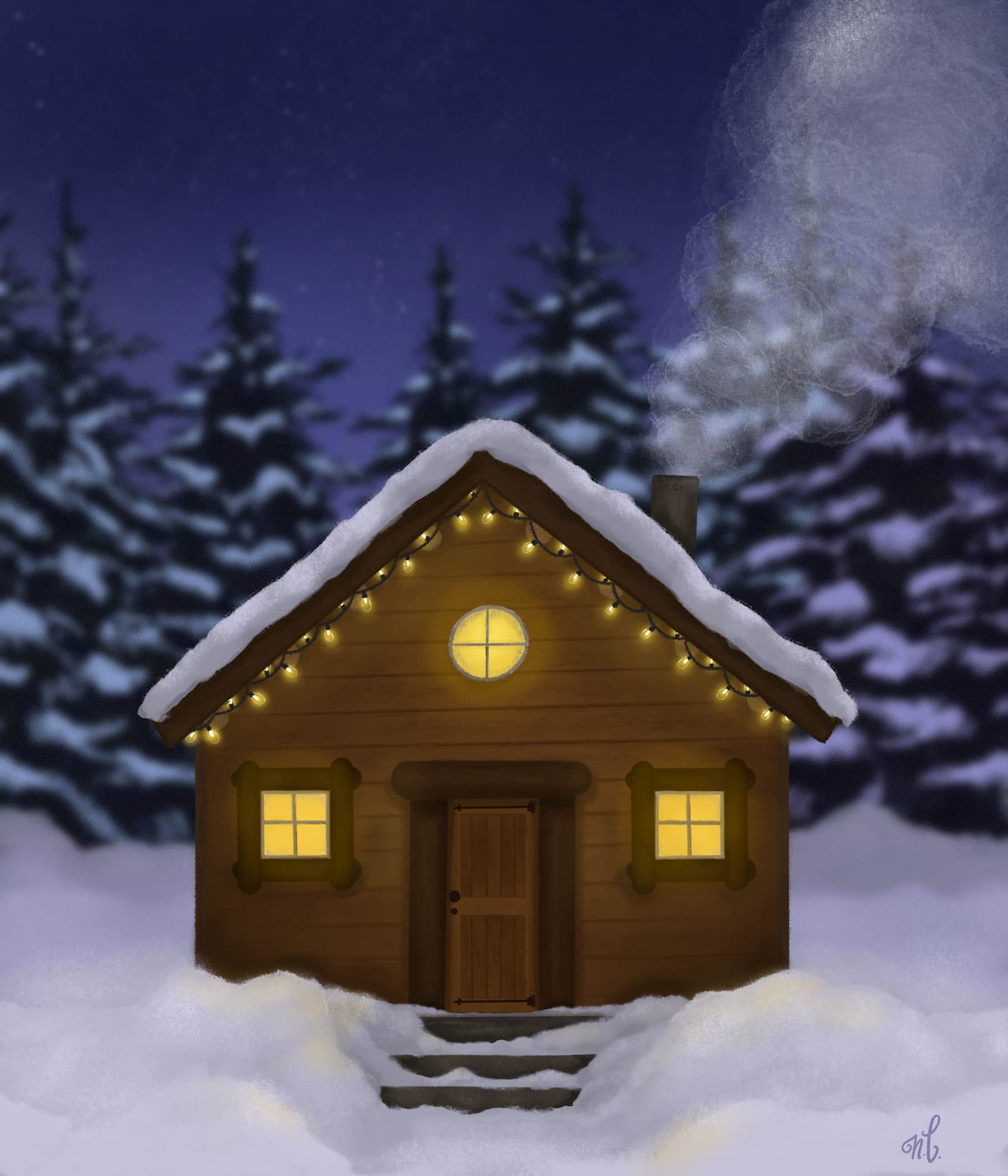 Winter Cabin by n.l.art